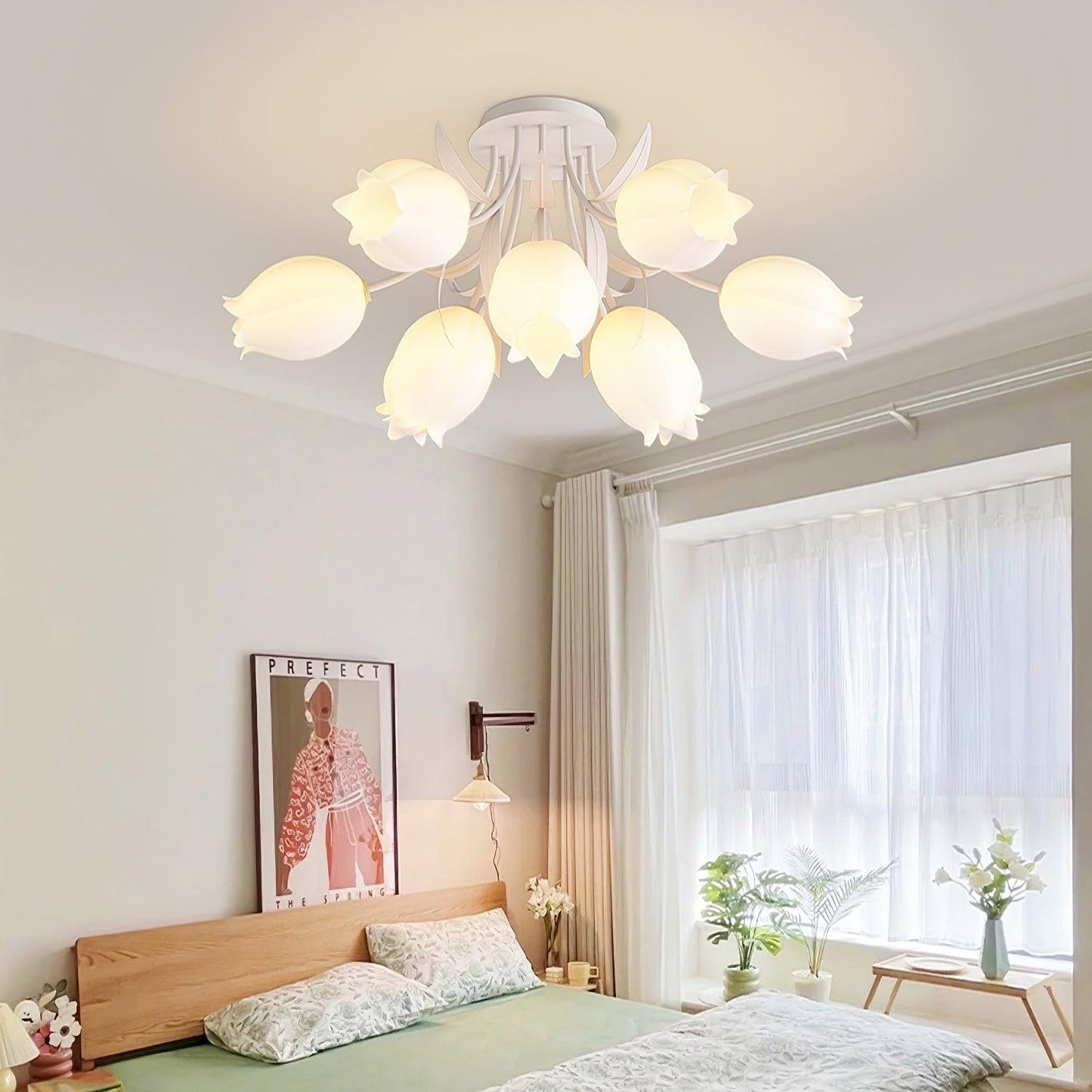 Ricko Ceiling Light | Metal & Acrylic | 3, 9, or 12 Heads | Green or White