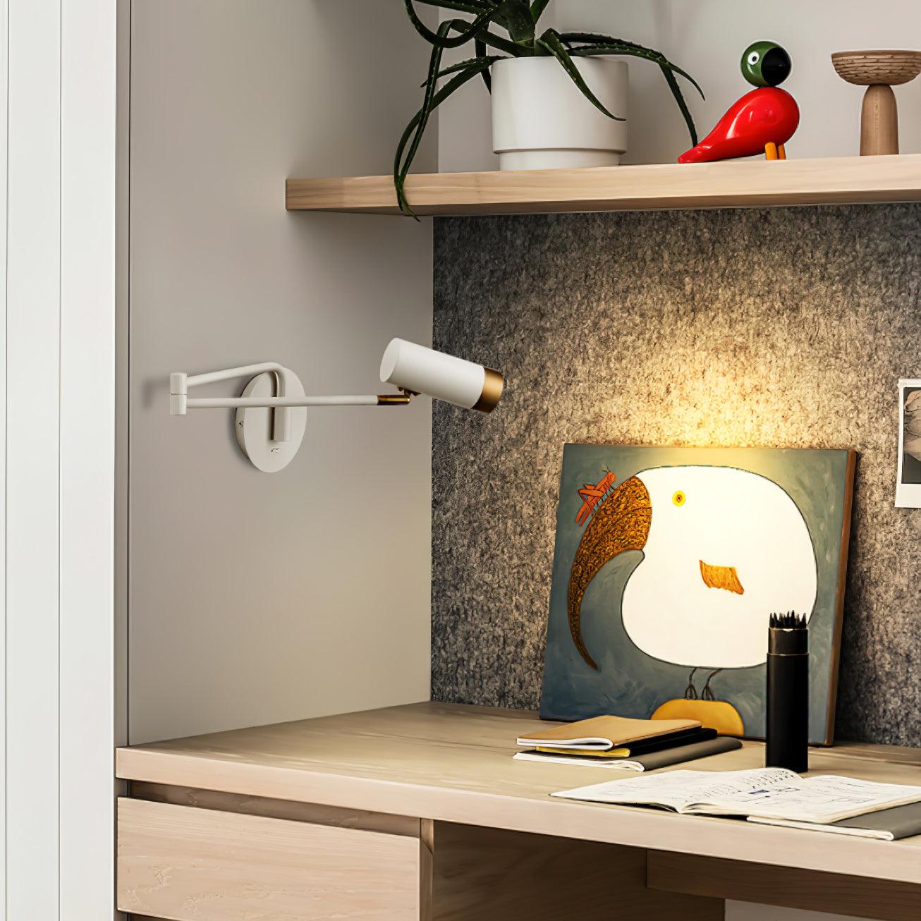 Ridge Arm Wall Lamp | Metal | Set of 2 | White & Gold