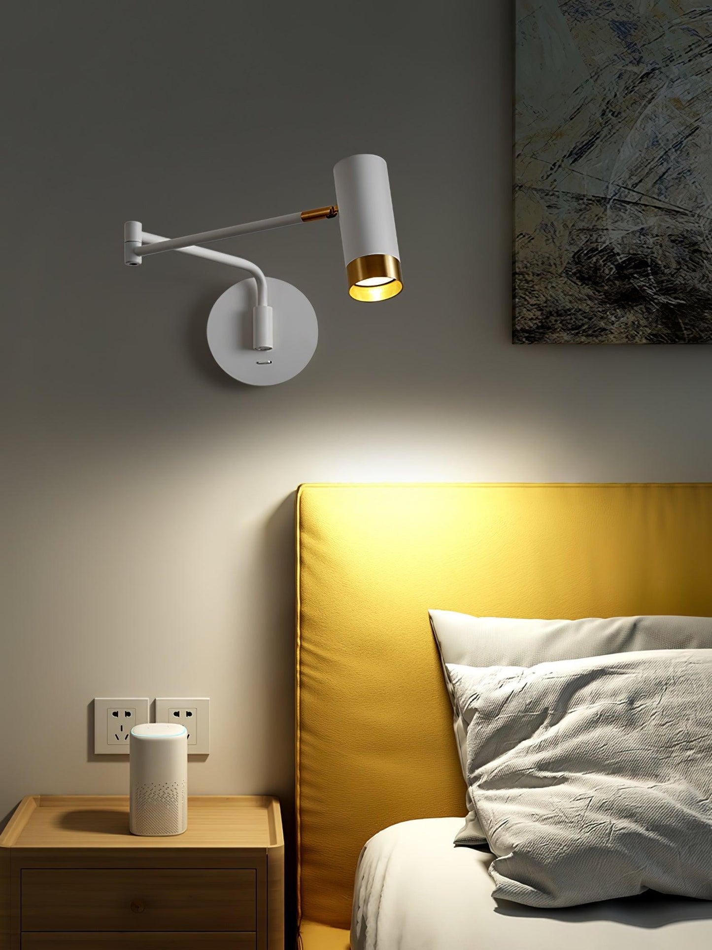 Ridge Arm Wall Lamp | Metal | Set of 2 | White & Gold