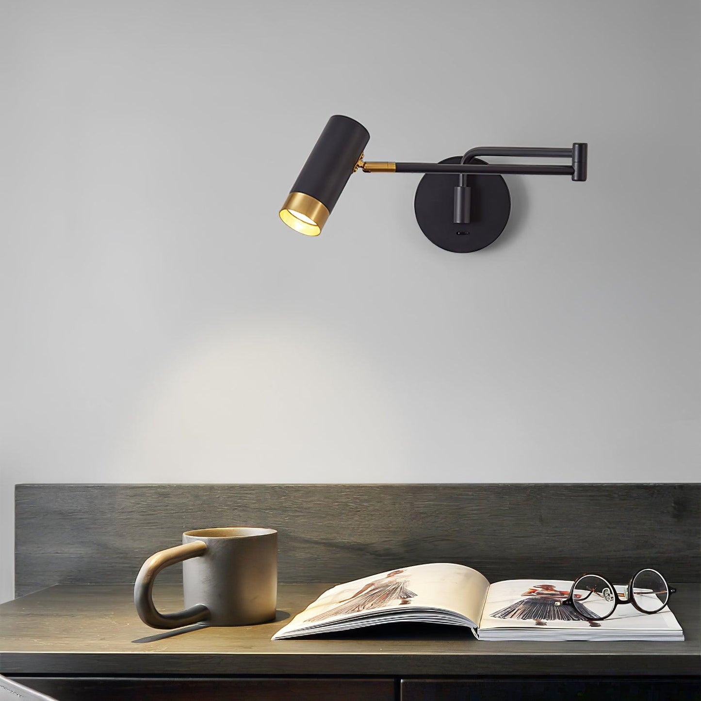 Ridge Arm Wall Lamp | Metal | Set of 2 | White & Gold