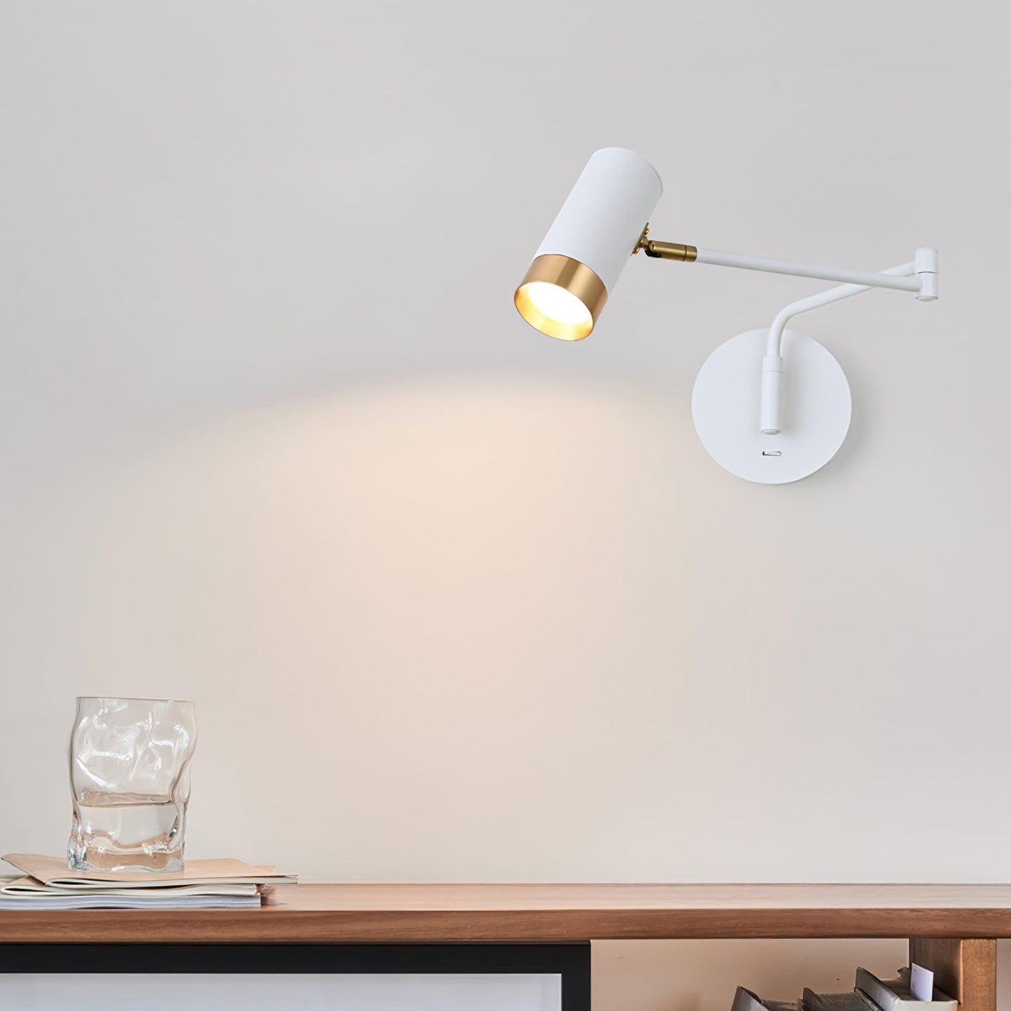 Ridge Arm Wall Lamp | Metal | Set of 2 | White & Gold