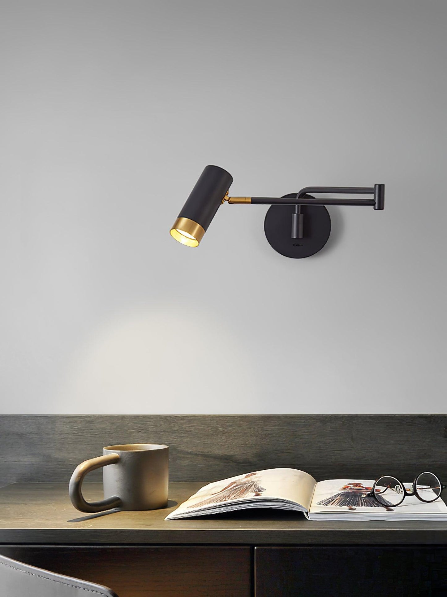 Ridge Arm Wall Lamp | Metal | Set of 2 | White & Gold