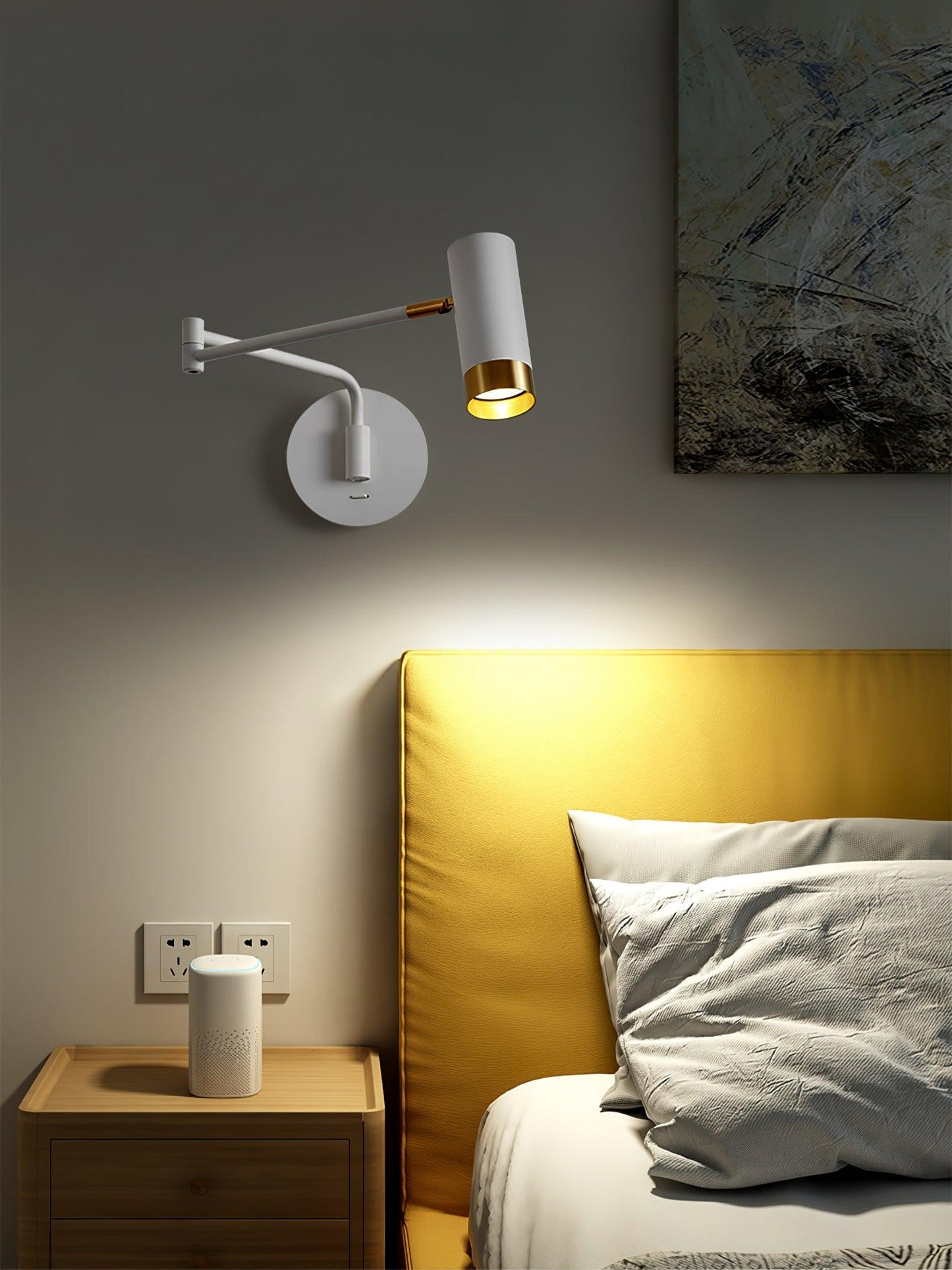 Ridge Arm Wall Lamp | Metal | Set of 2 | White & Gold