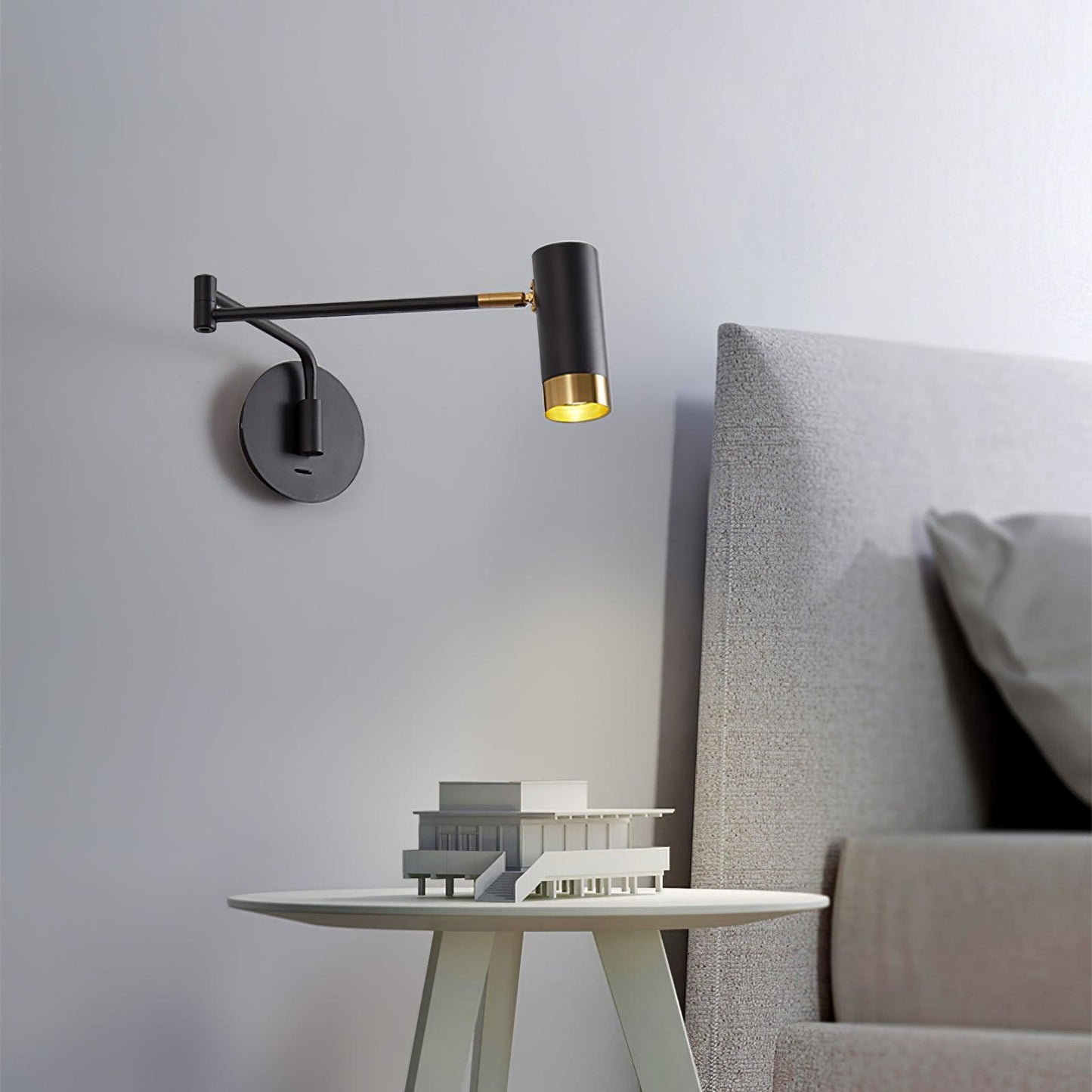 Ridge Arm Wall Lamp | Metal | Set of 2 | White & Gold