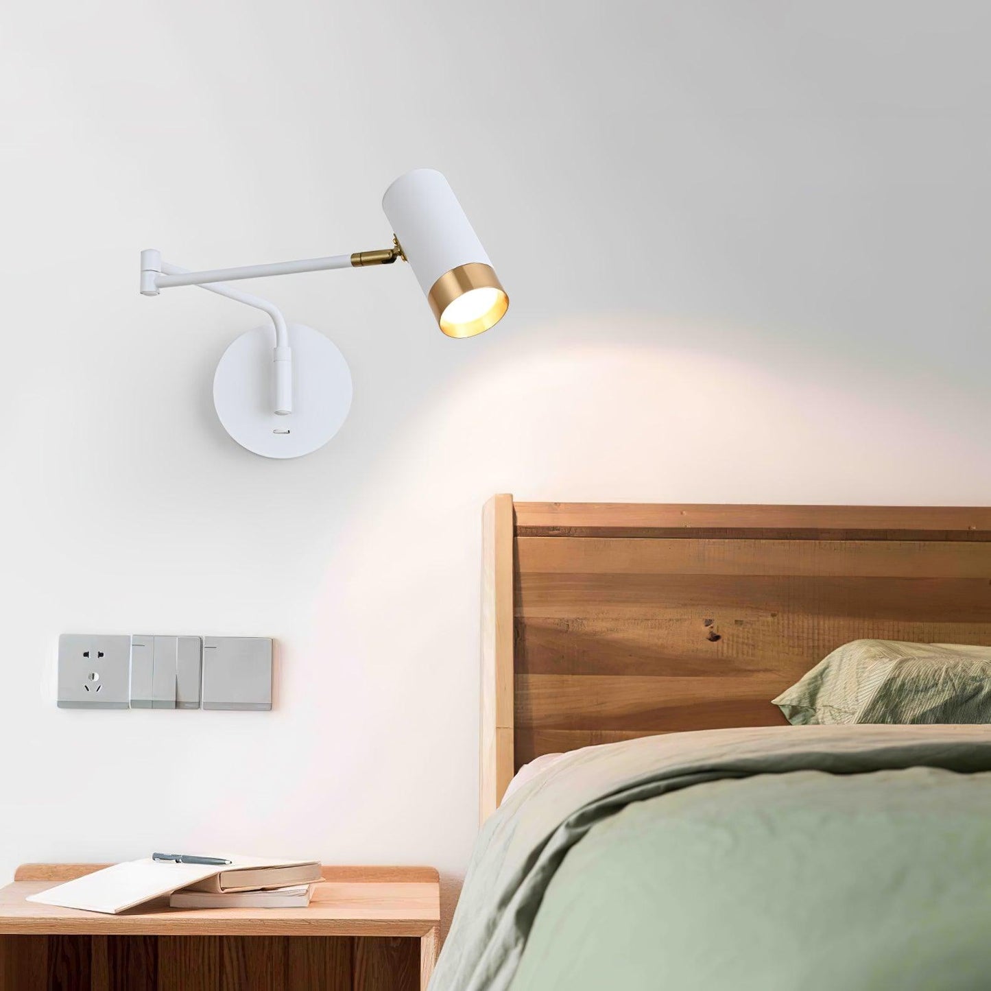 Ridge Arm Wall Lamp | Metal | Set of 2 | White & Gold