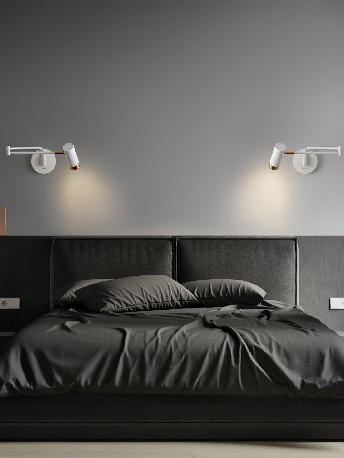 Ridge Arm Wall Lamp | Metal | Set of 2 | White & Gold
