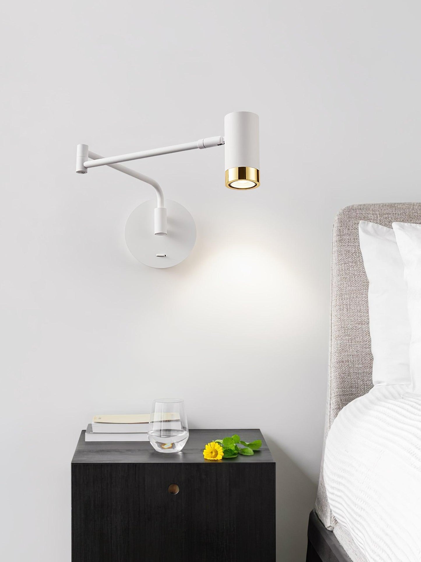 Ridge Arm Wall Lamp | Metal | Set of 2 | White & Gold