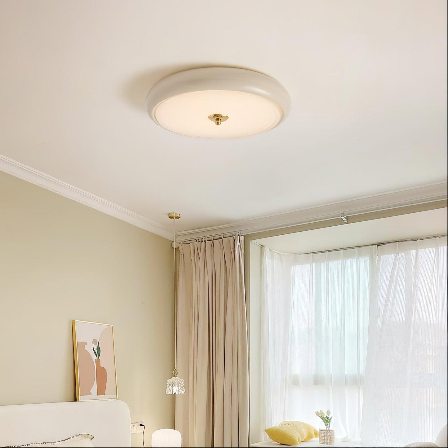 Ripple Cream Ceiling Lamp | Glass Shade | Multiple Sizes
