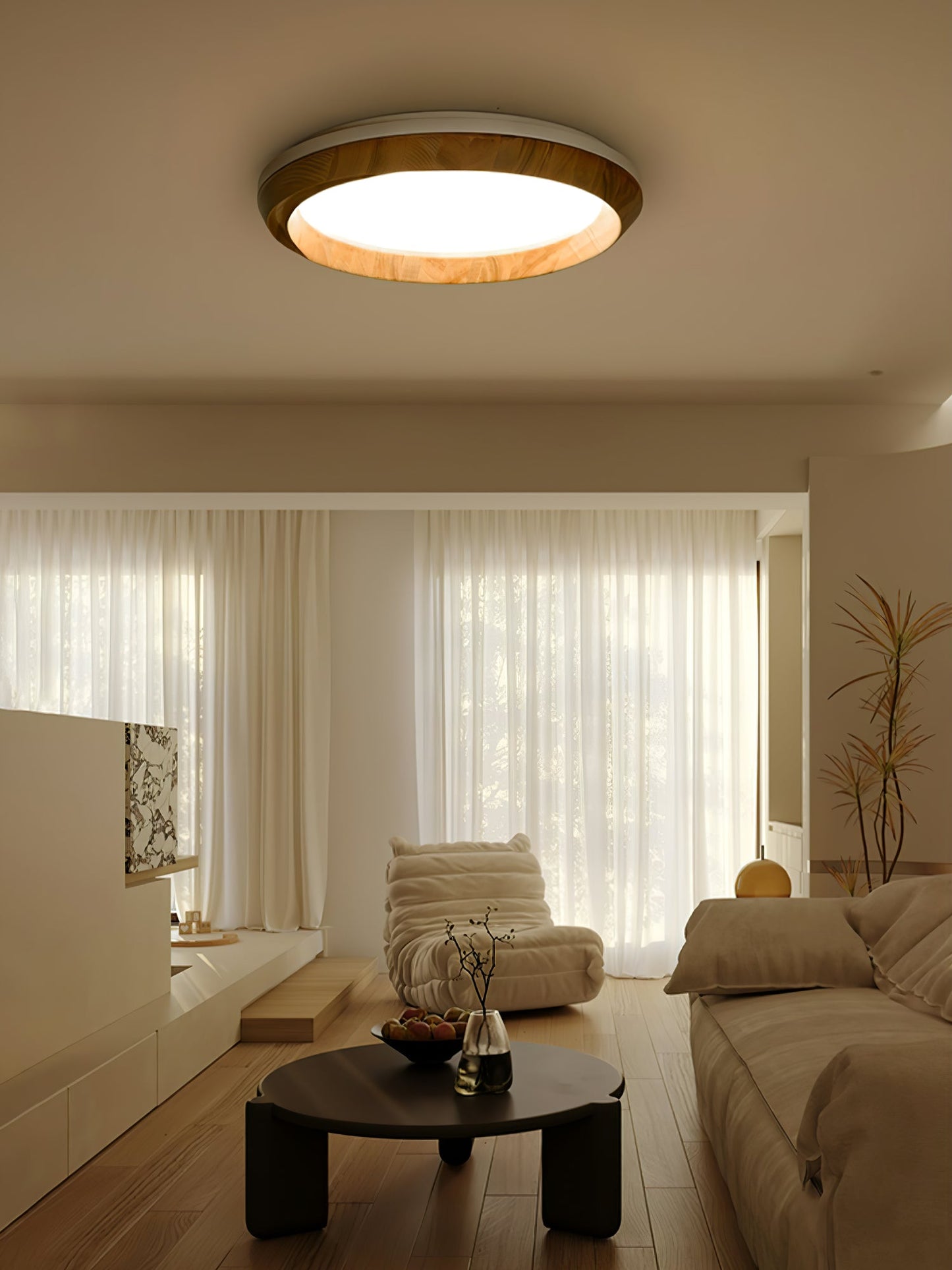 Ripple Wood Ceiling Light | Natural Wood & Acrylic | Multiple Sizes Available