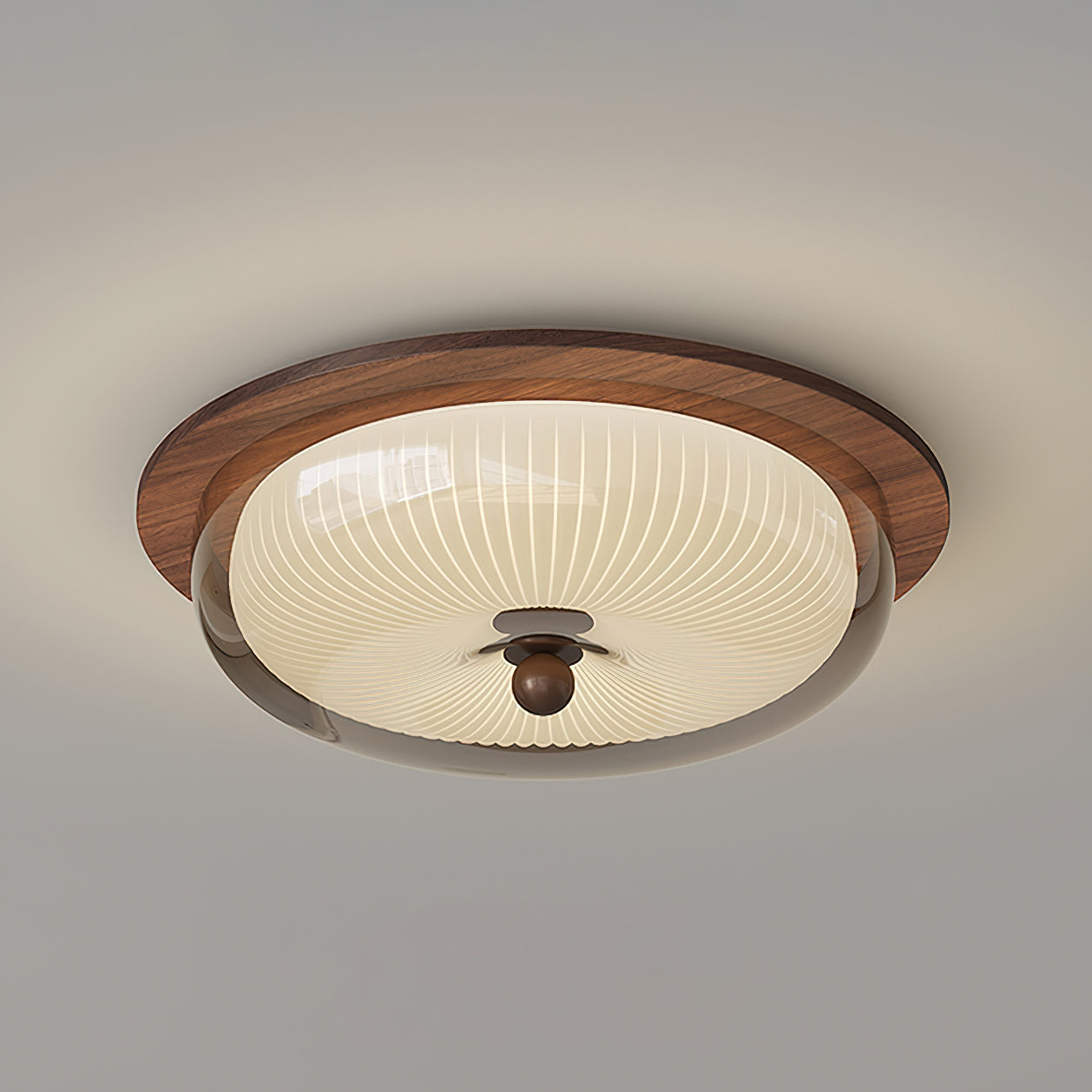 Rivao Ceiling Light | Walnut Wood & Glass | 52cm Diameter