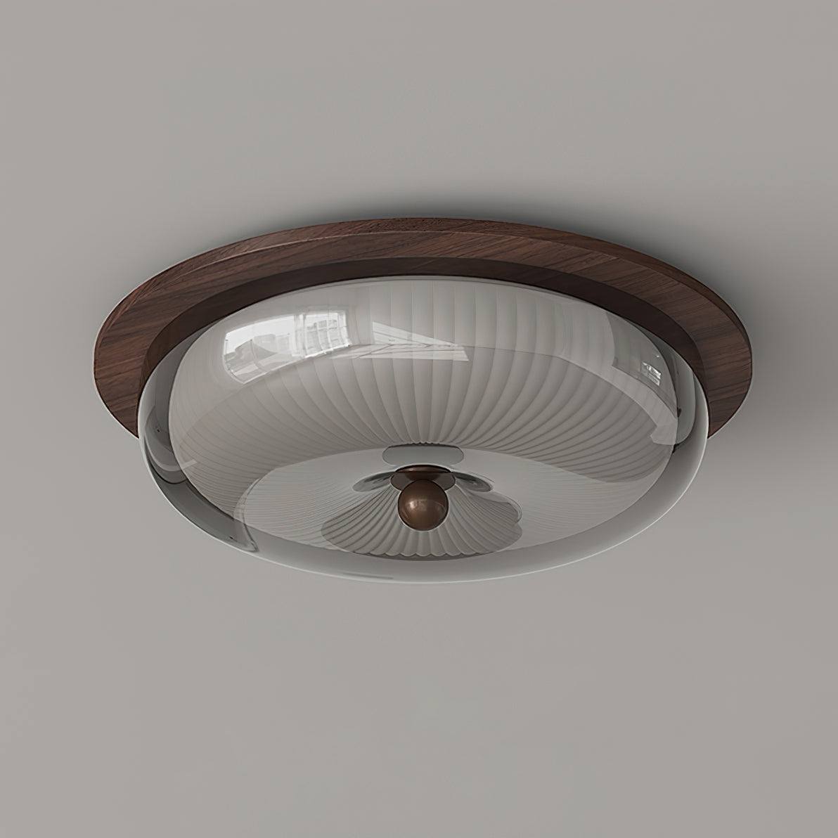 Rivao Ceiling Light | Walnut Wood & Glass | 52cm Diameter