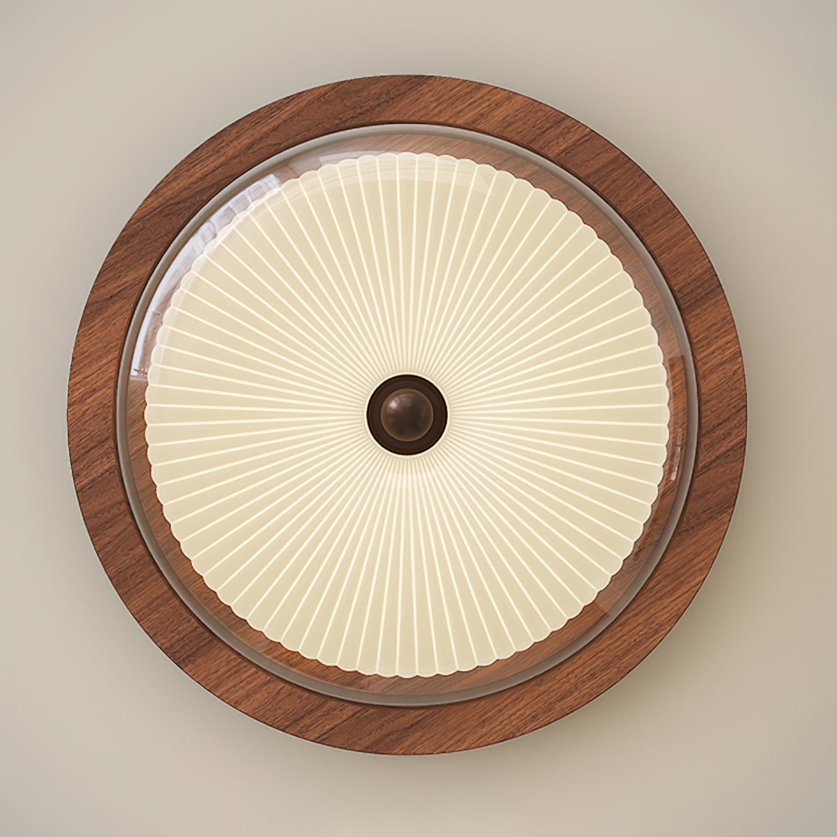 Rivao Ceiling Light | Walnut Wood & Glass | 52cm Diameter