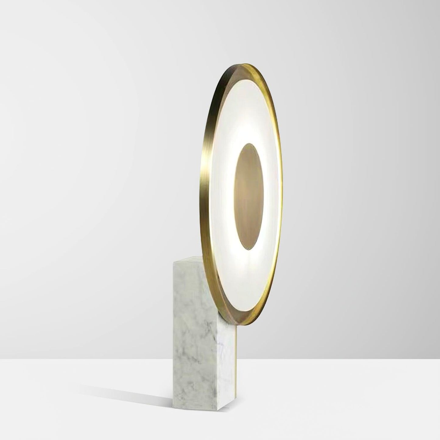 Roche Bobois Table Lamp | White Marble & Gold Finish | 33cm Diameter