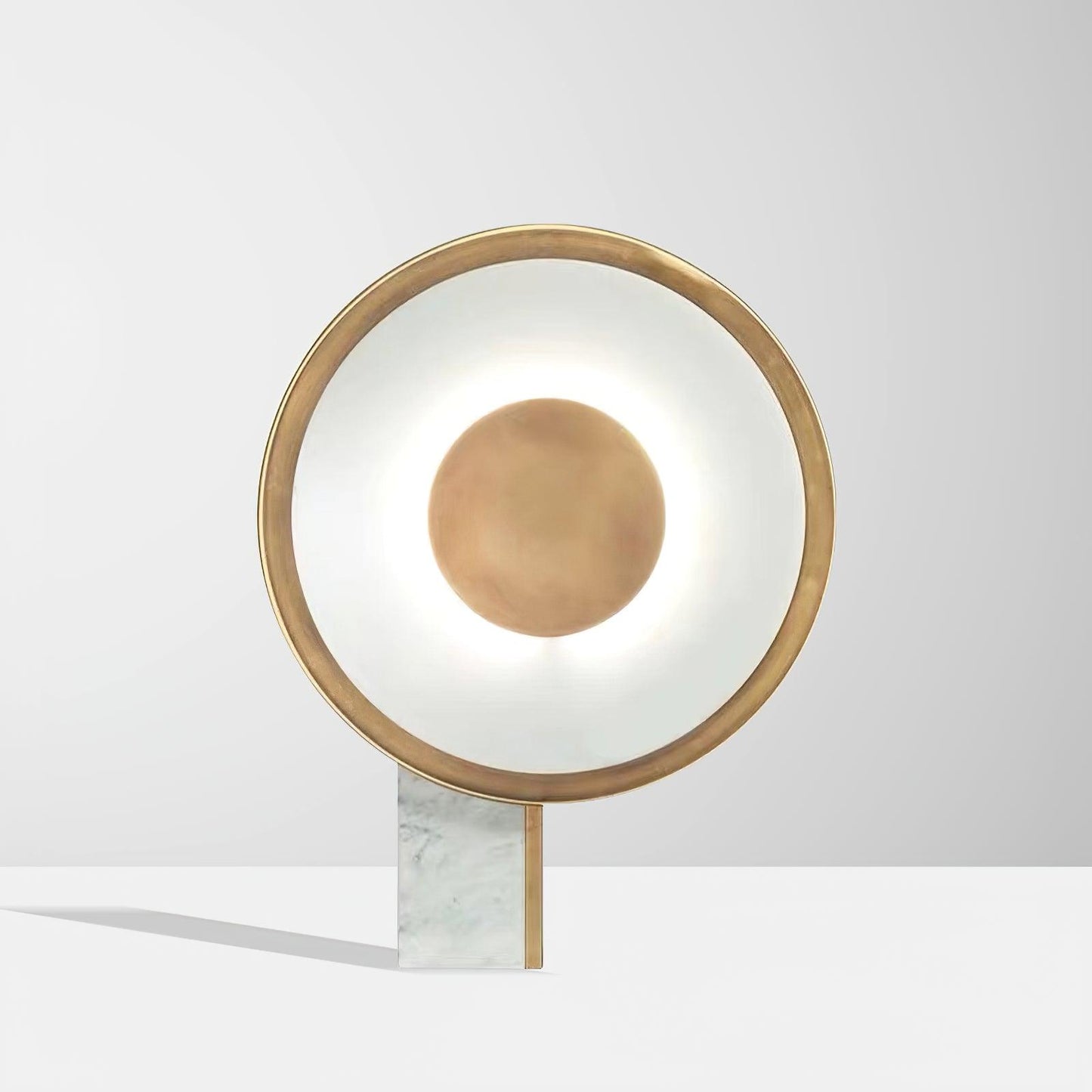 Roche Bobois Table Lamp | White Marble & Gold Finish | 33cm Diameter