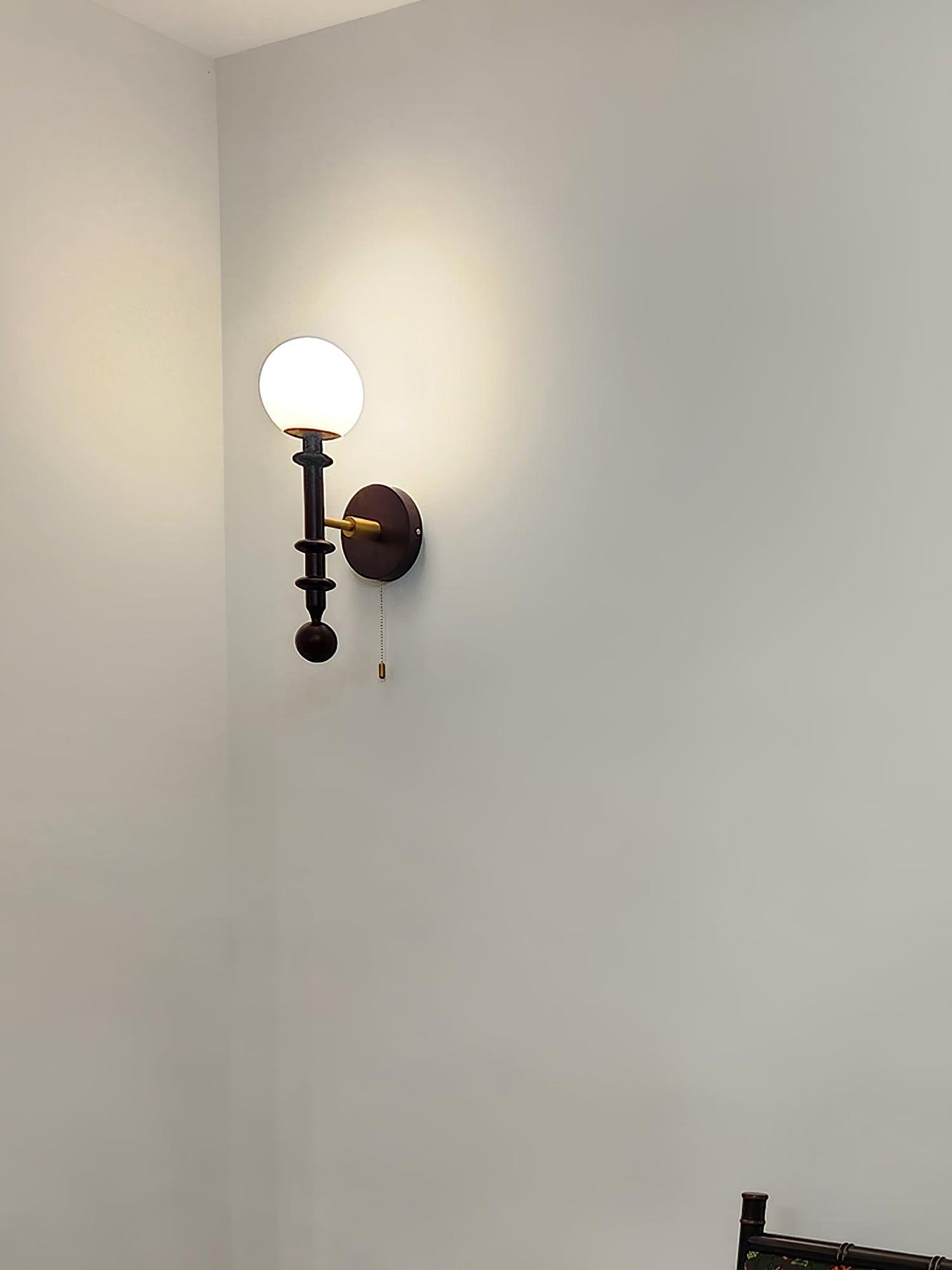 Roman Column Wall Lamp | Walnut Wood & Glass | Set of 2