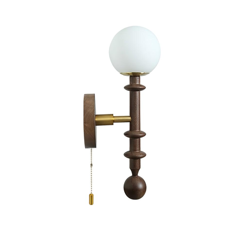 Roman Column Wall Lamp | Walnut Wood & Glass | Set of 2