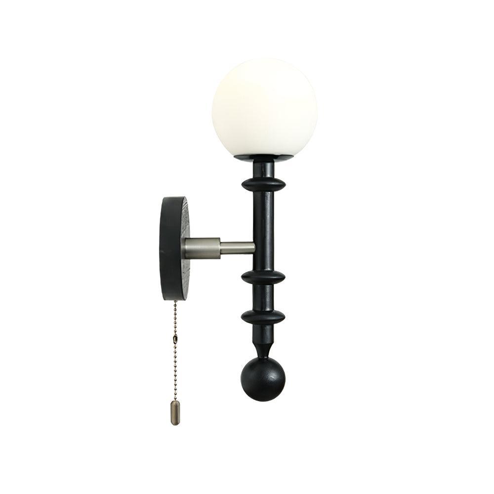 Roman Column Wall Lamp | Walnut Wood & Glass | Set of 2