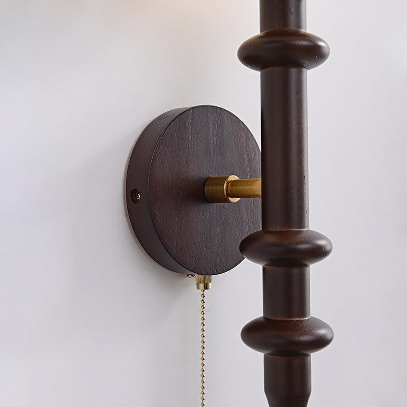 Roman Column Wall Lamp | Walnut Wood & Glass | Set of 2