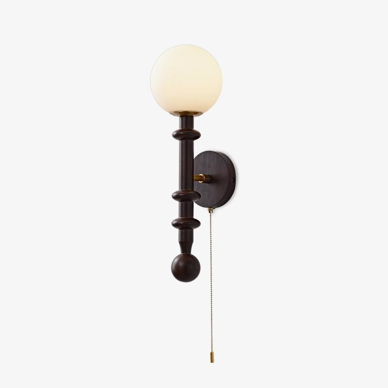 Roman Column Wall Lamp | Walnut Wood & Glass | Set of 2