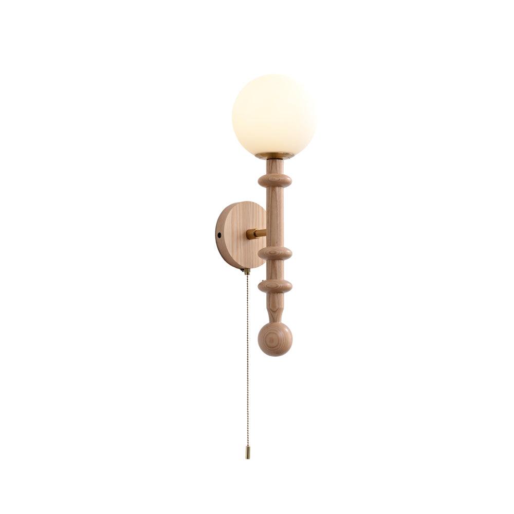 Roman Column Wall Lamp | Walnut Wood & Glass | Set of 2
