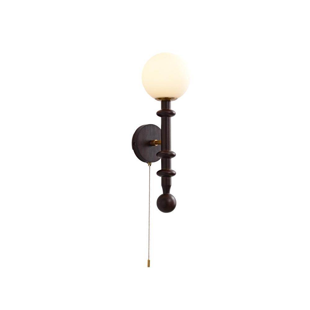 Roman Column Wall Lamp | Walnut Wood & Glass | Set of 2
