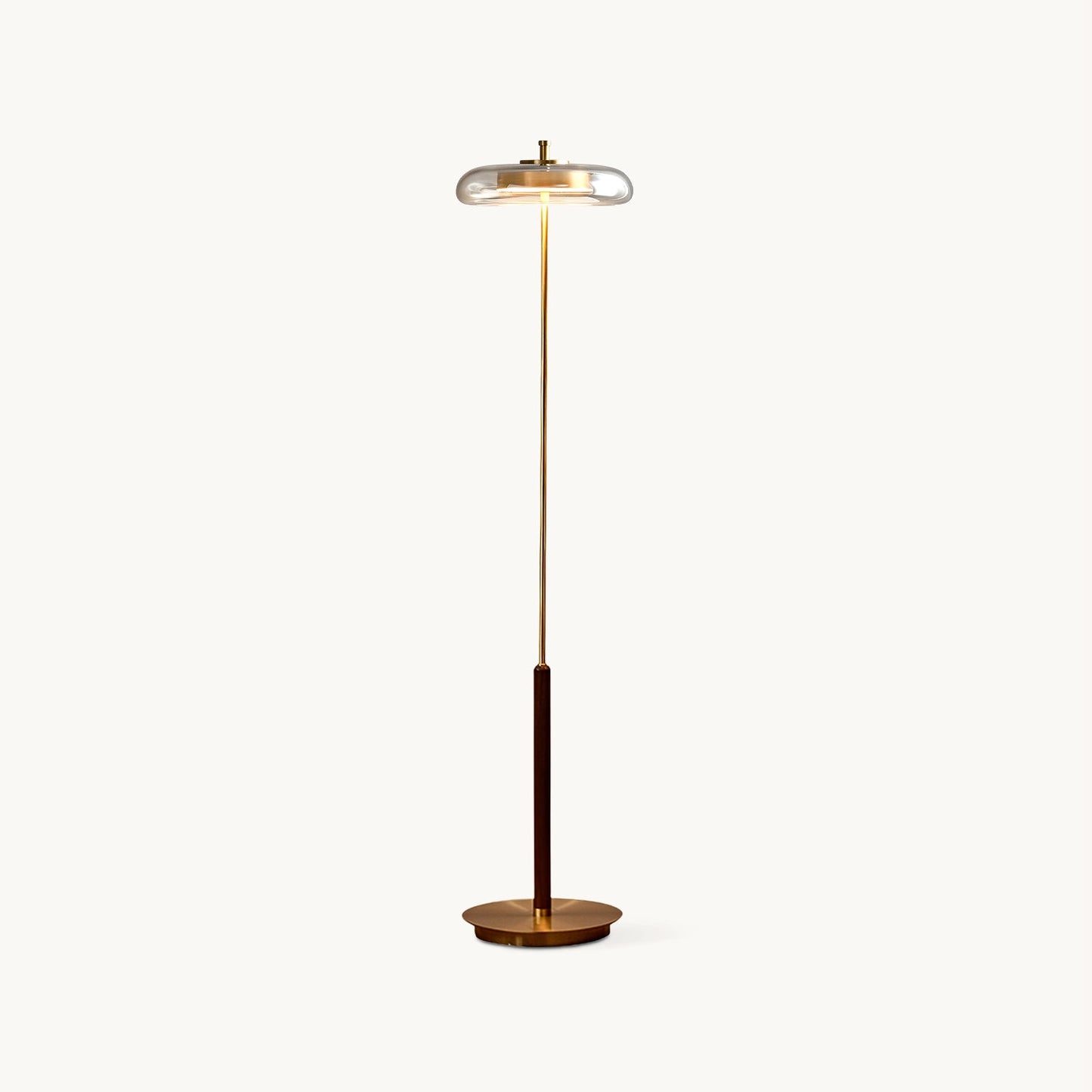 Ronaldo Floor Lamp | Walnut Wood & Brass | 128cm Height