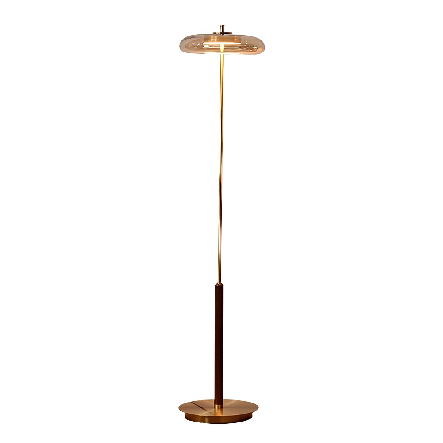 Ronaldo Floor Lamp | Walnut Wood & Brass | 128cm Height