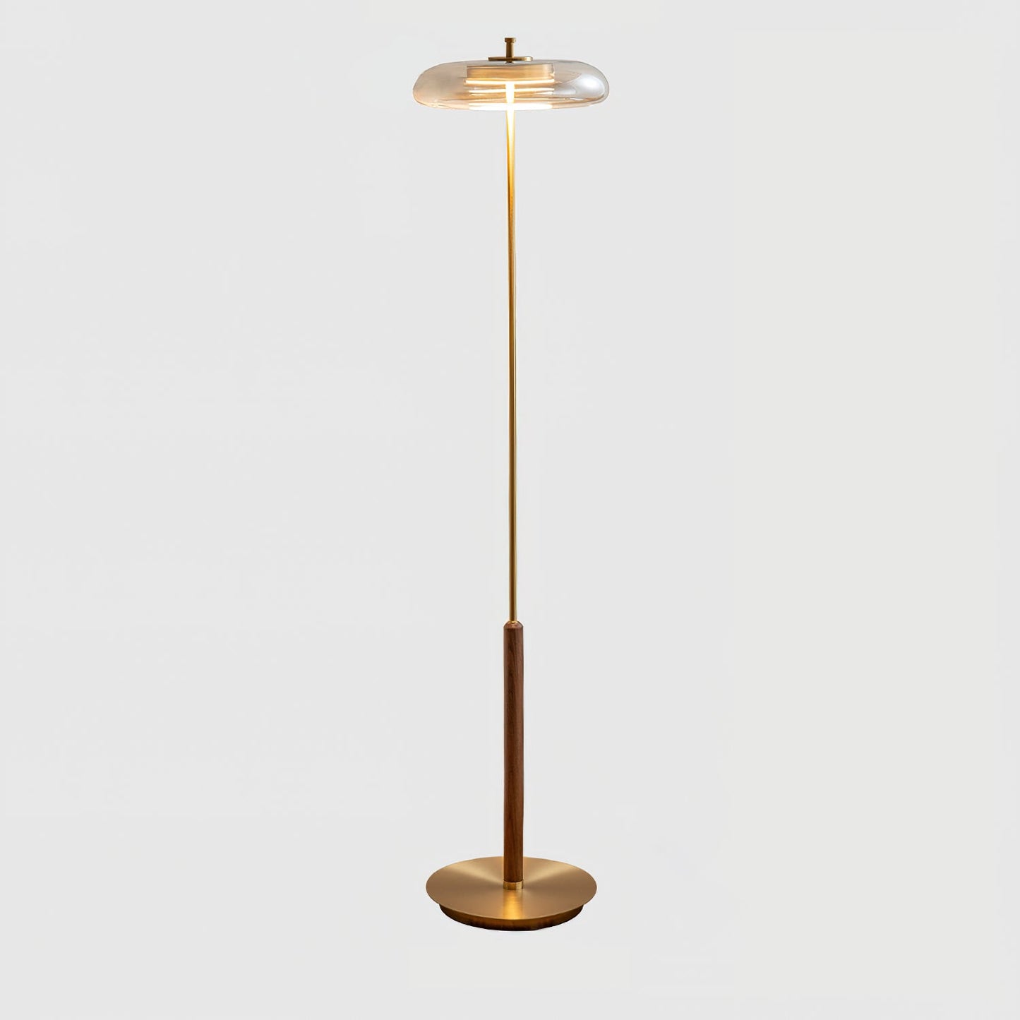 Ronaldo Floor Lamp | Walnut Wood & Brass | 128cm Height