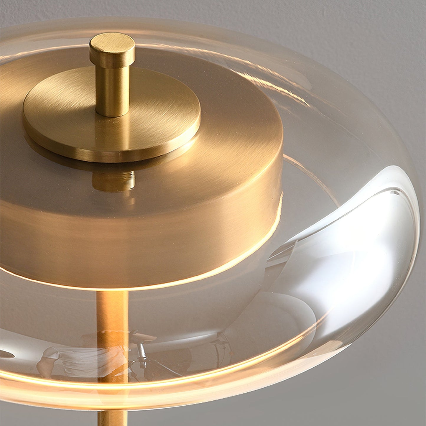 Ronaldo Table Lamp | Walnut Wood & Polished Brass | Clear Glass Shade