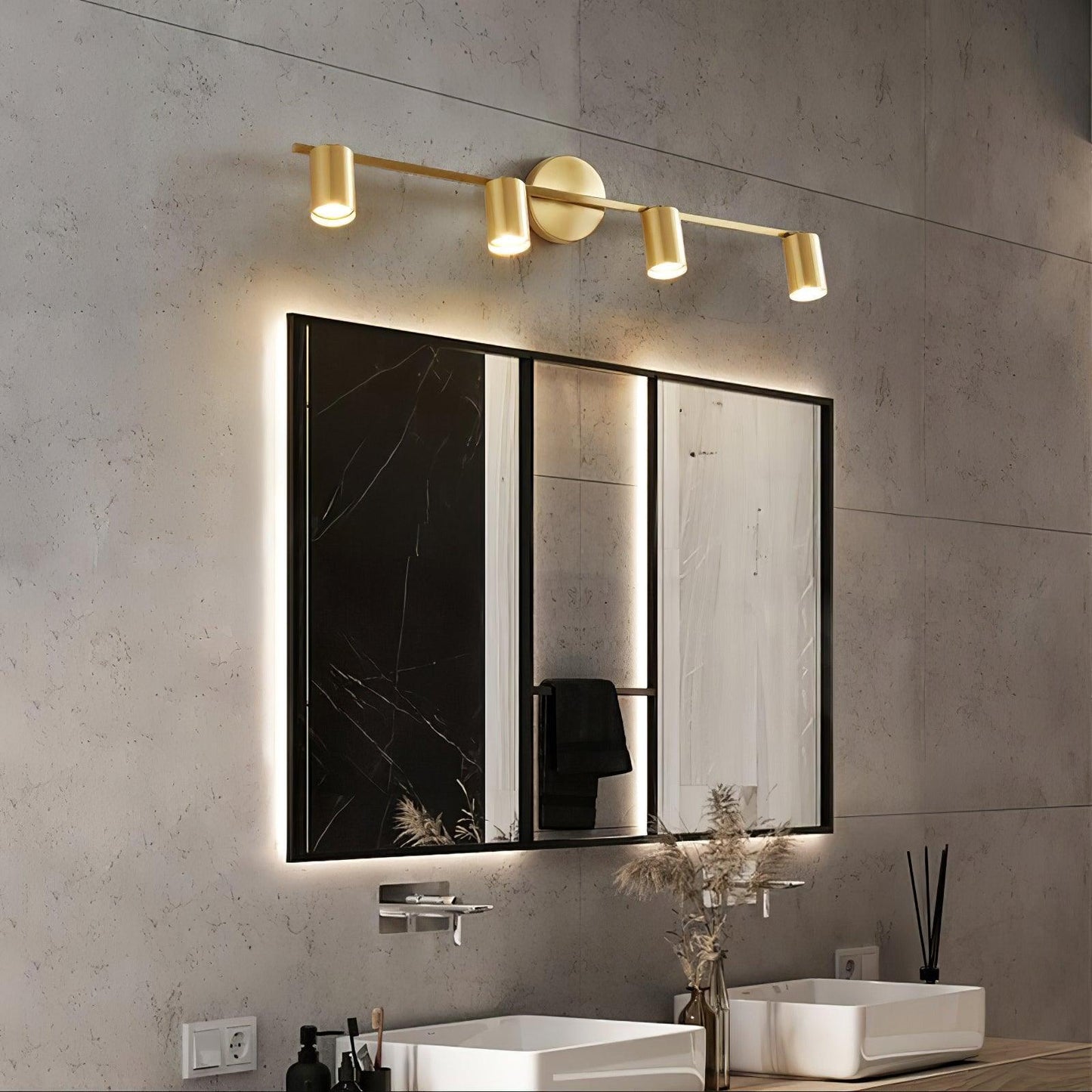 Rotatable Spotlight Wall Light | Brass & Acrylic | 2, 3, or 4 Light Heads