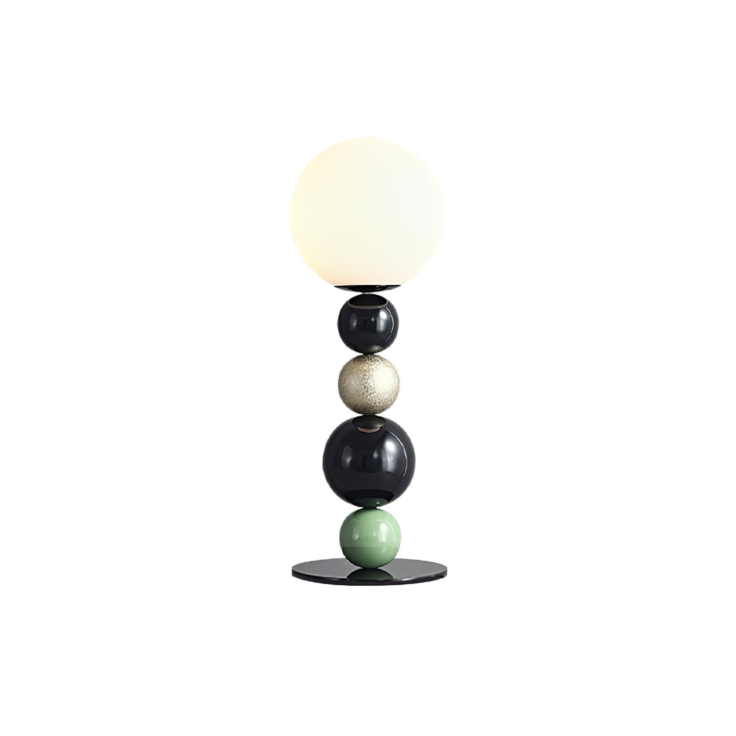 Round Balls Stacking Table Lamp | Metal & Glass | Green and Black