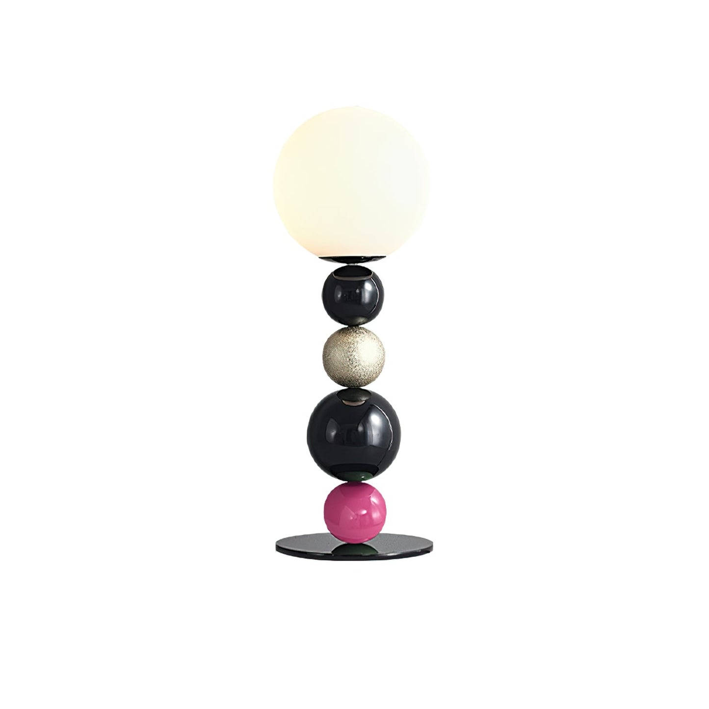 Round Balls Stacking Table Lamp | Metal & Glass | Green and Black