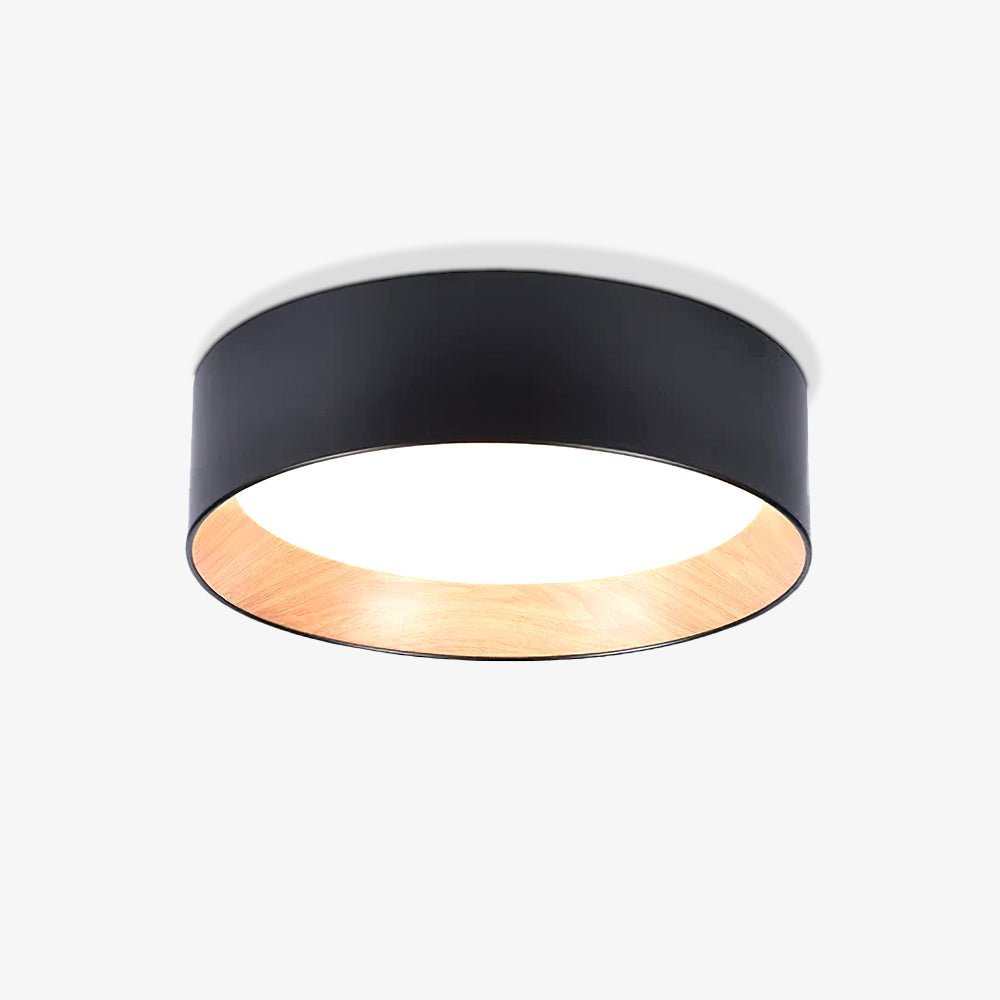 Round Ceiling Lamp | Oak Wood & Aluminum | 46cm Diameter