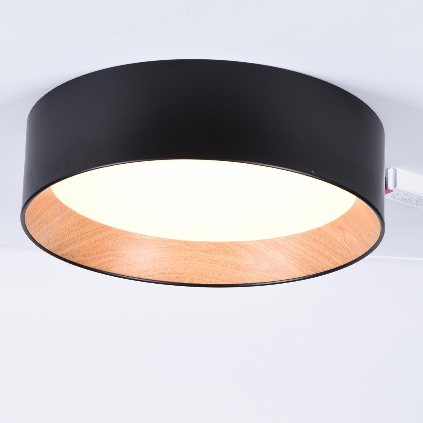 Round Ceiling Lamp | Oak Wood & Aluminum | 46cm Diameter