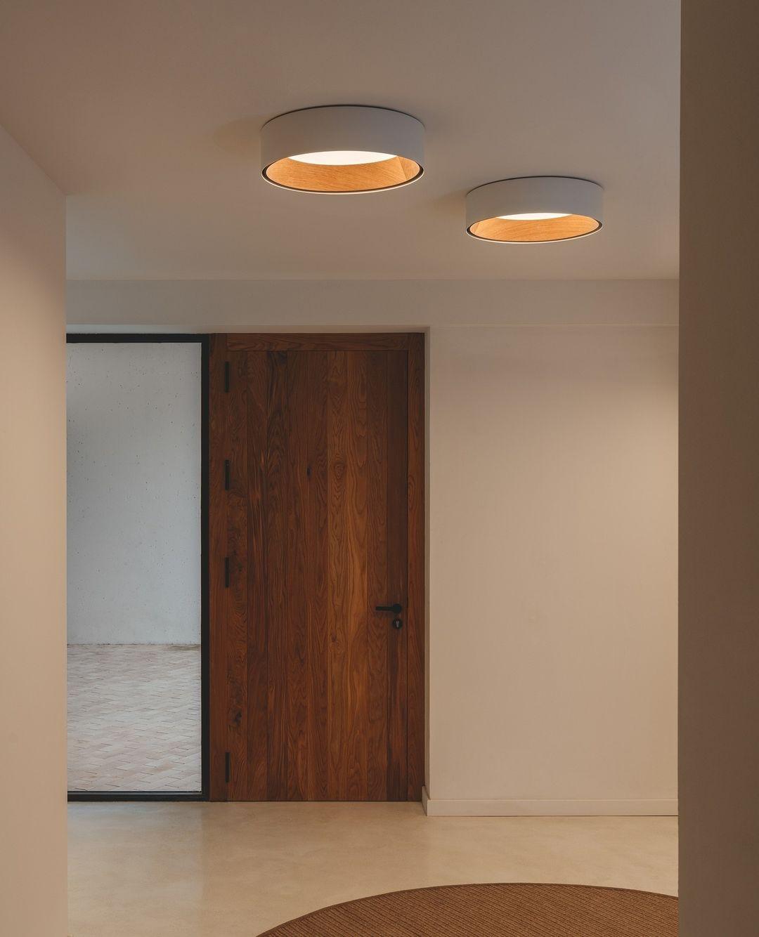Round Ceiling Lamp | Oak Wood & Aluminum | 46cm Diameter