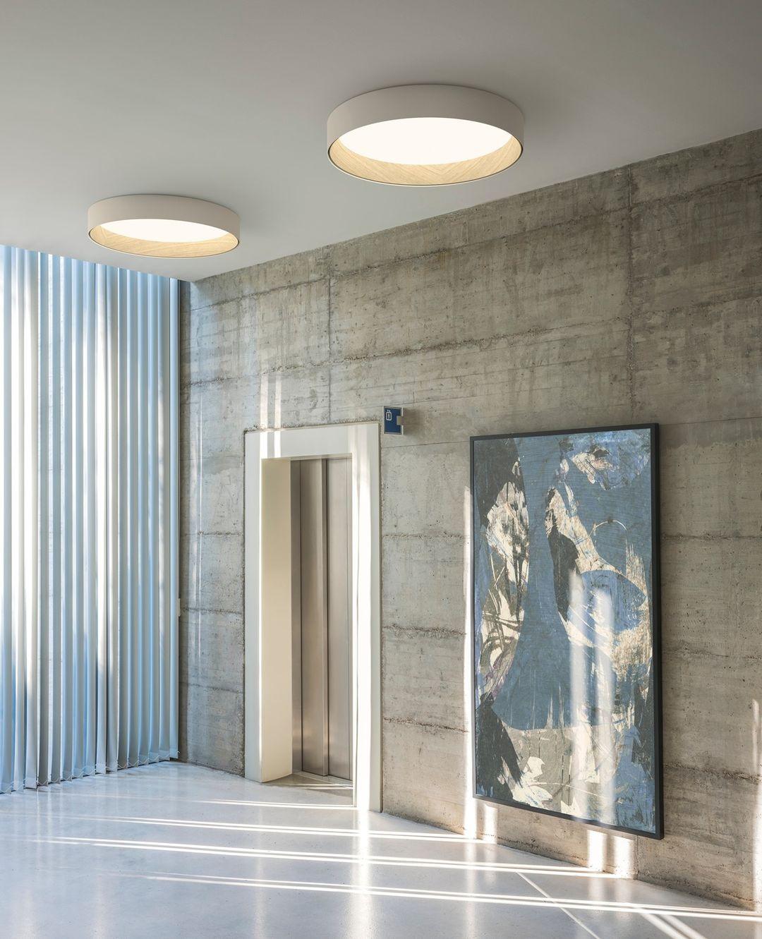 Round Ceiling Lamp | Oak Wood & Aluminum | 46cm Diameter