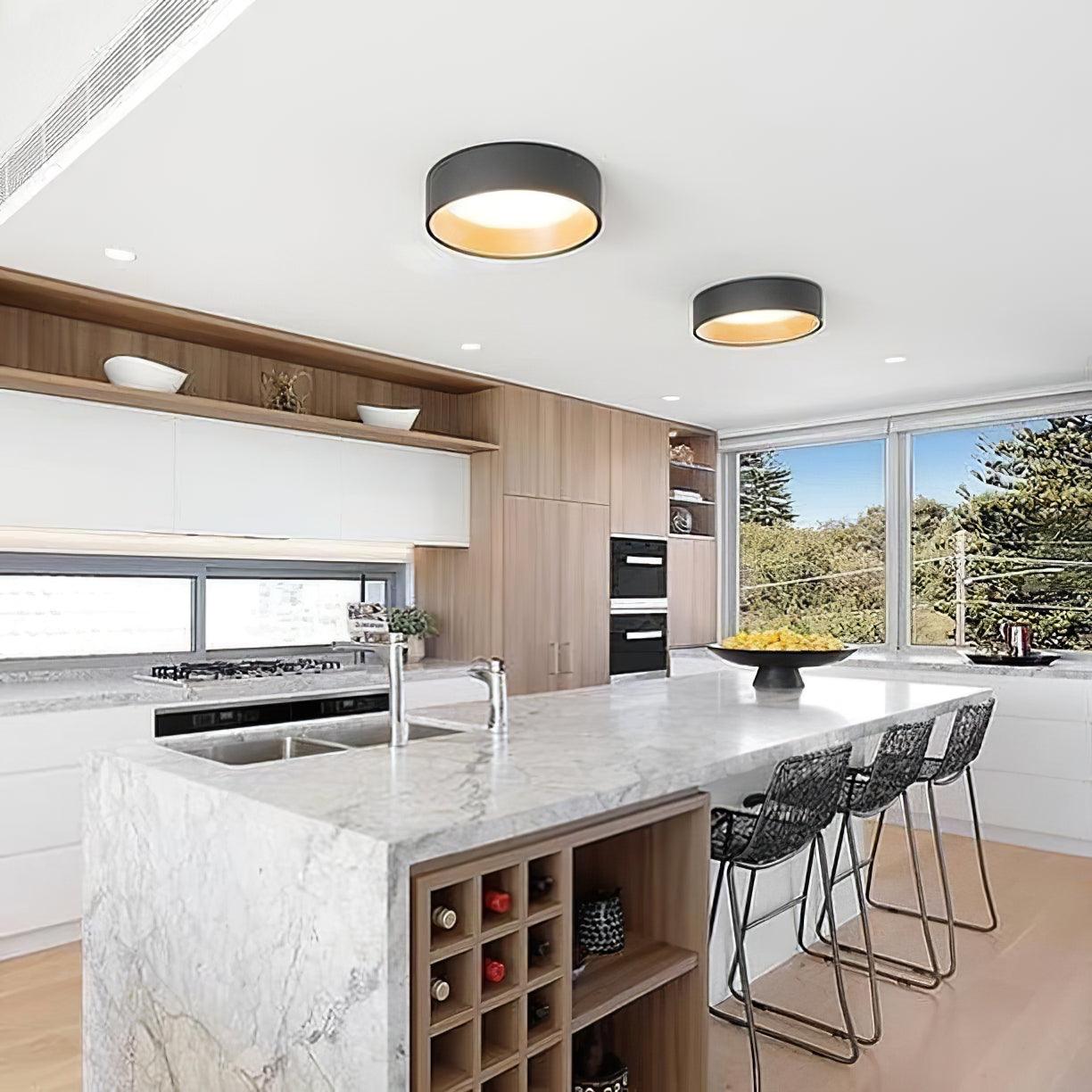 Round Ceiling Lamp | Oak Wood & Aluminum | 46cm Diameter