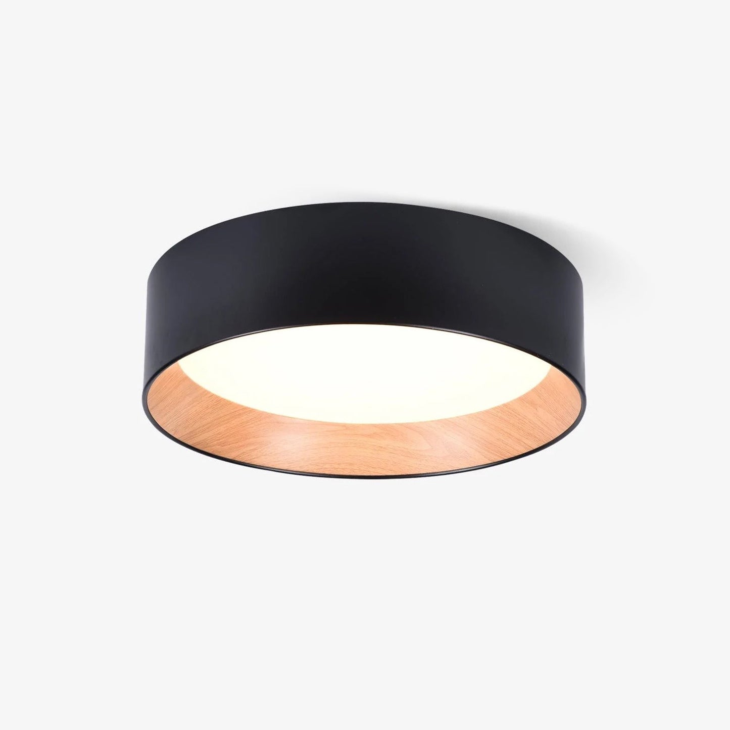 Round Ceiling Lamp | Oak Wood & Aluminum | 46cm Diameter