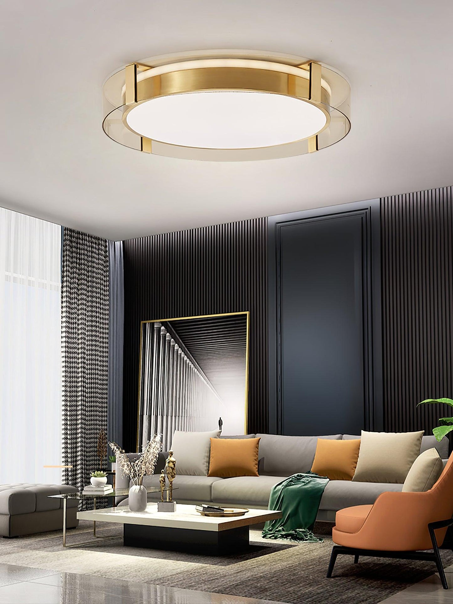 Flush Mount Ceiling Light | Integrated LED | Gold Finish, Multiple Sizes