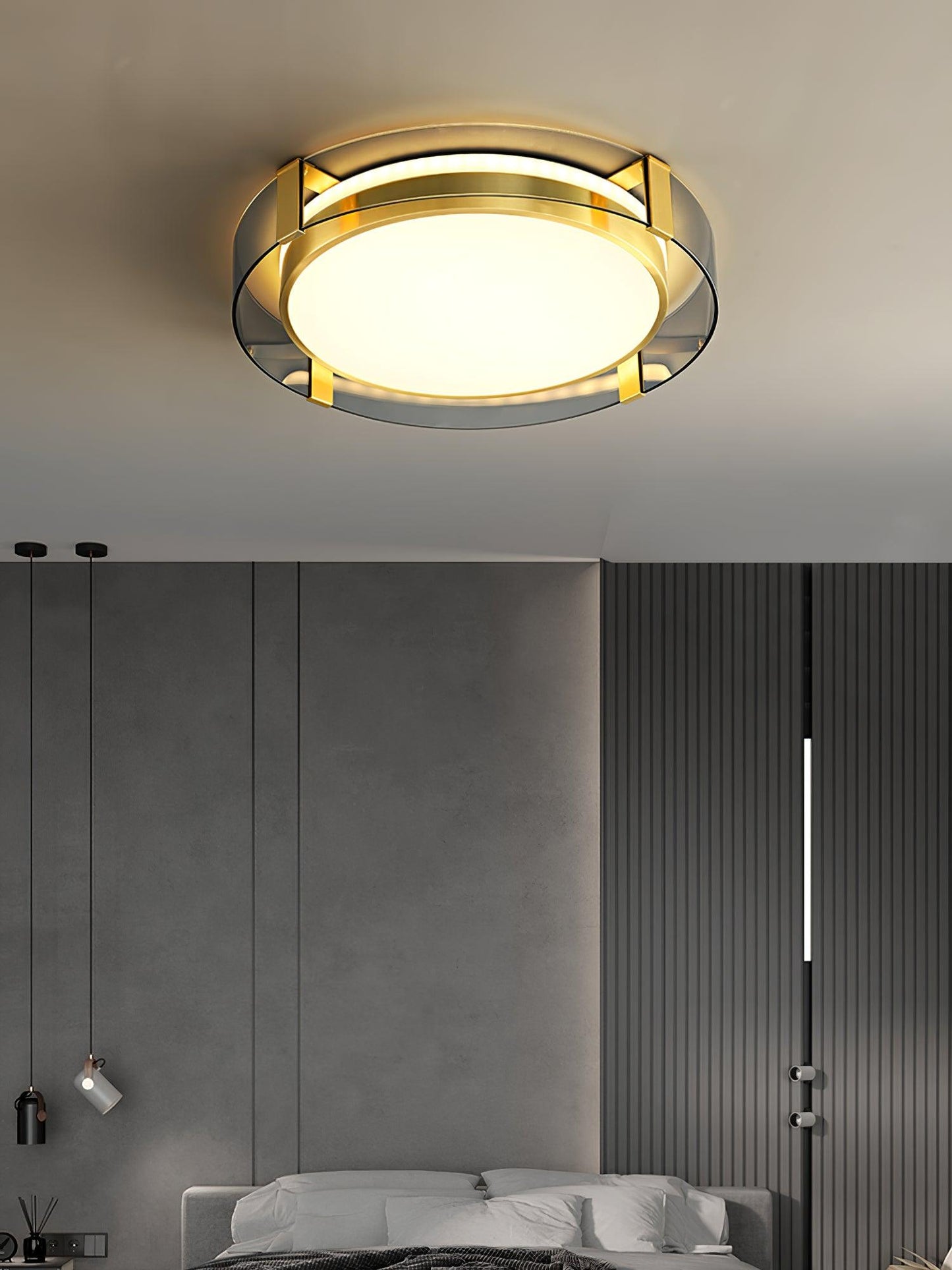 Flush Mount Ceiling Light | Integrated LED | Gold Finish, Multiple Sizes