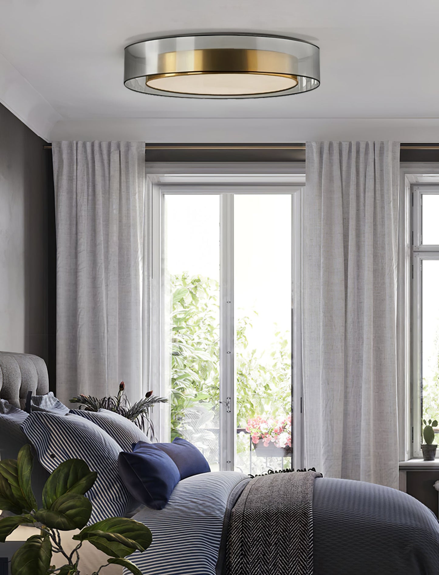 Flush Mount Ceiling Light | Integrated LED | Gold Finish, Multiple Sizes