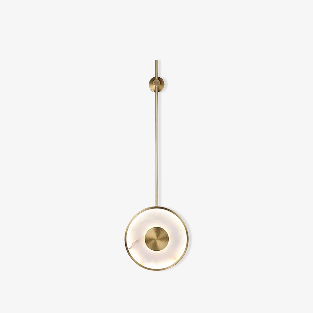 Round Wall Lamp | Hand-Carved Alabaster & Brass | Set of 2