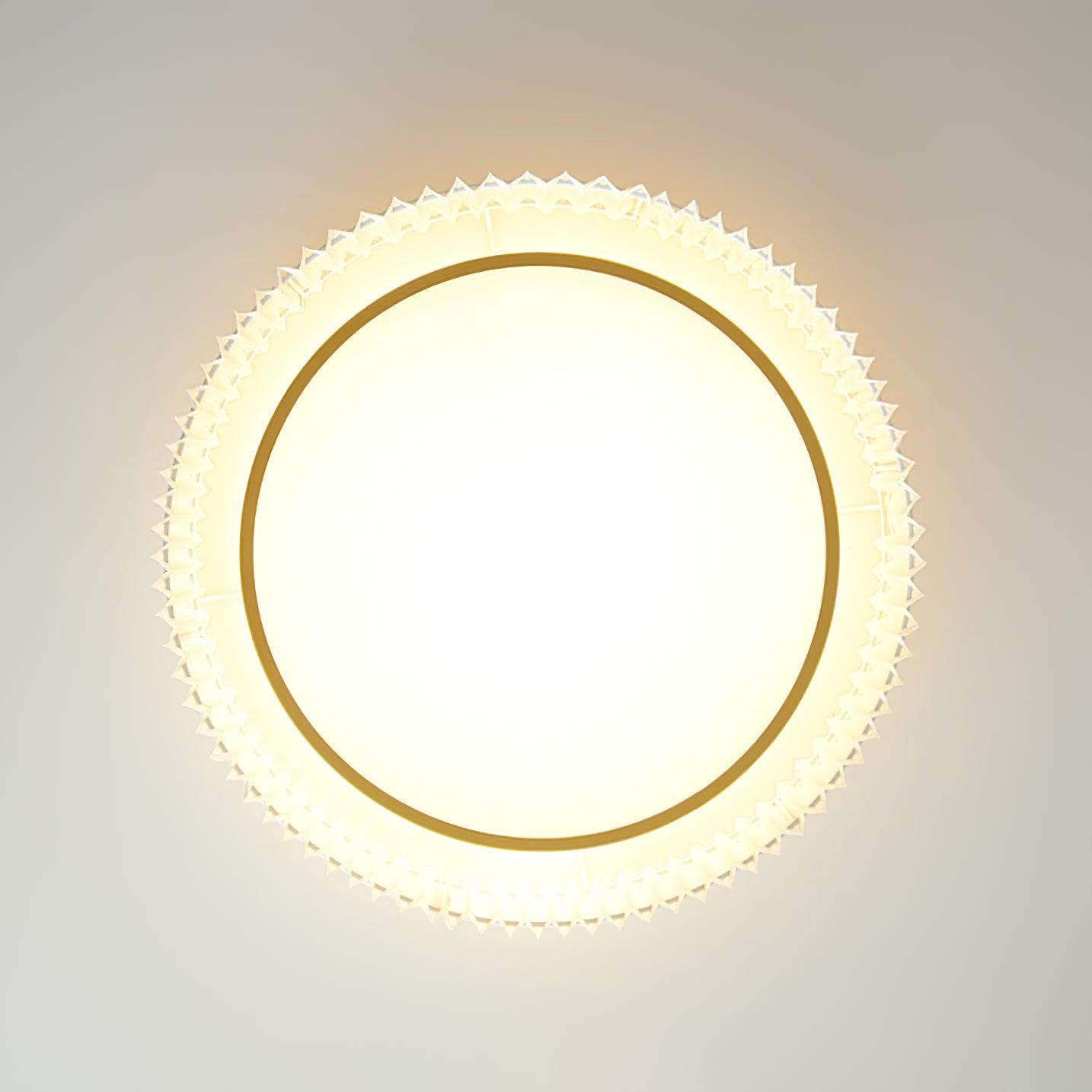 Round Pleated Ceiling Lamp | Fabric & Metal | Beige, Multiple Sizes
