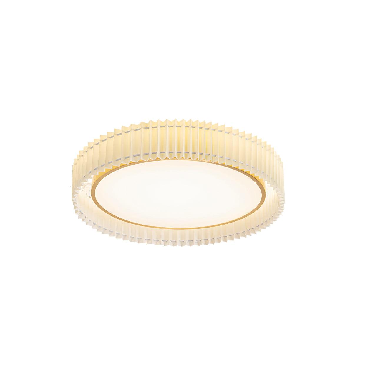 Round Pleated Ceiling Lamp | Fabric & Metal | Beige, Multiple Sizes