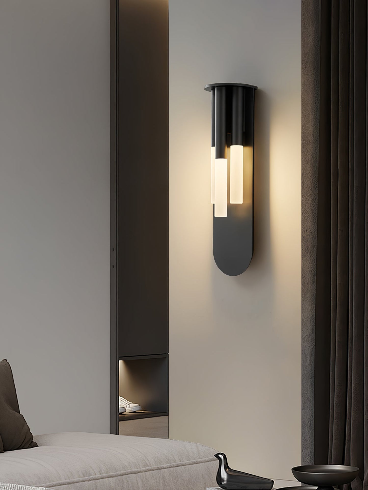 Rousseau Wall Lamp | Frosted Glass & Brass Accents | Gold or Black