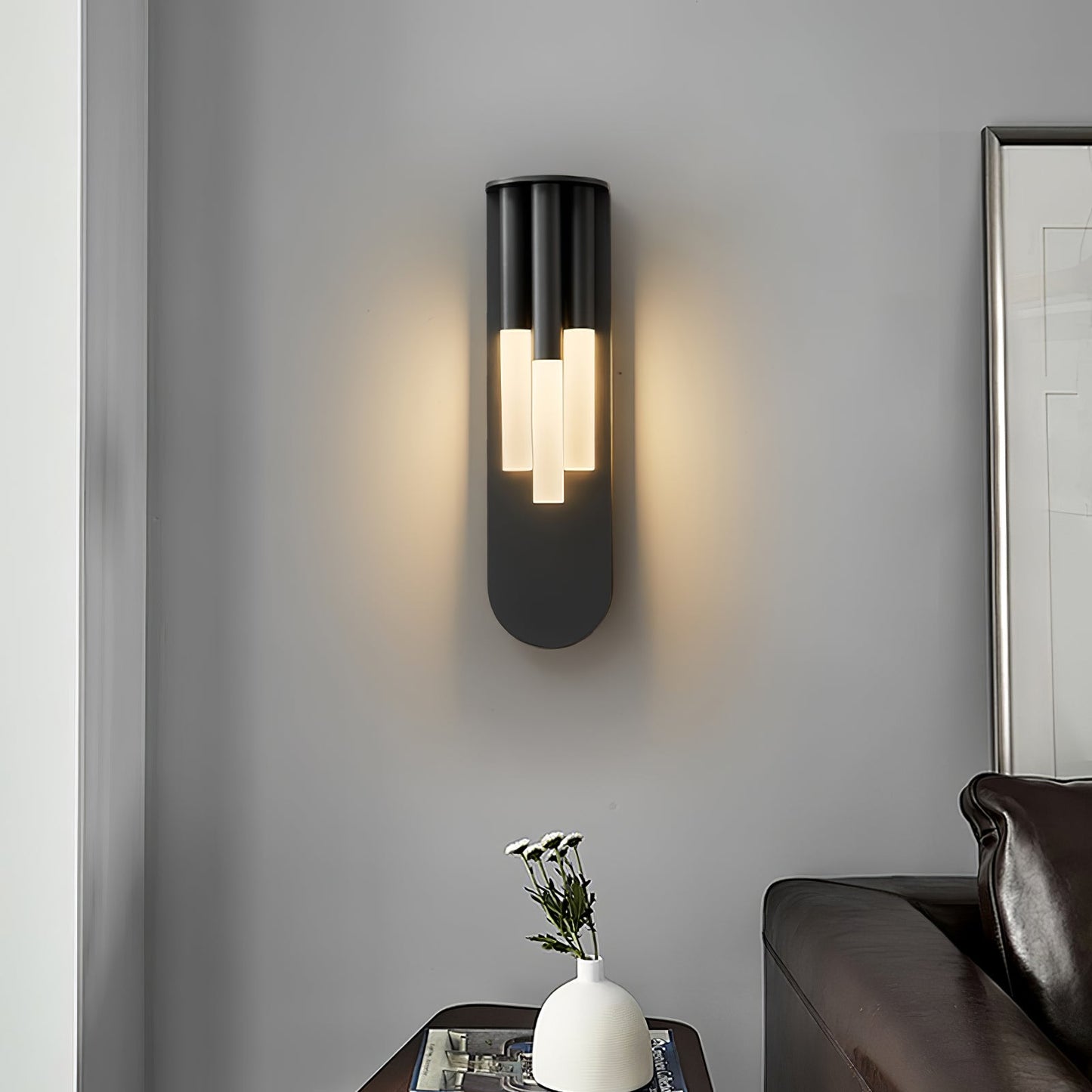 Rousseau Wall Lamp | Frosted Glass & Brass Accents | Gold or Black
