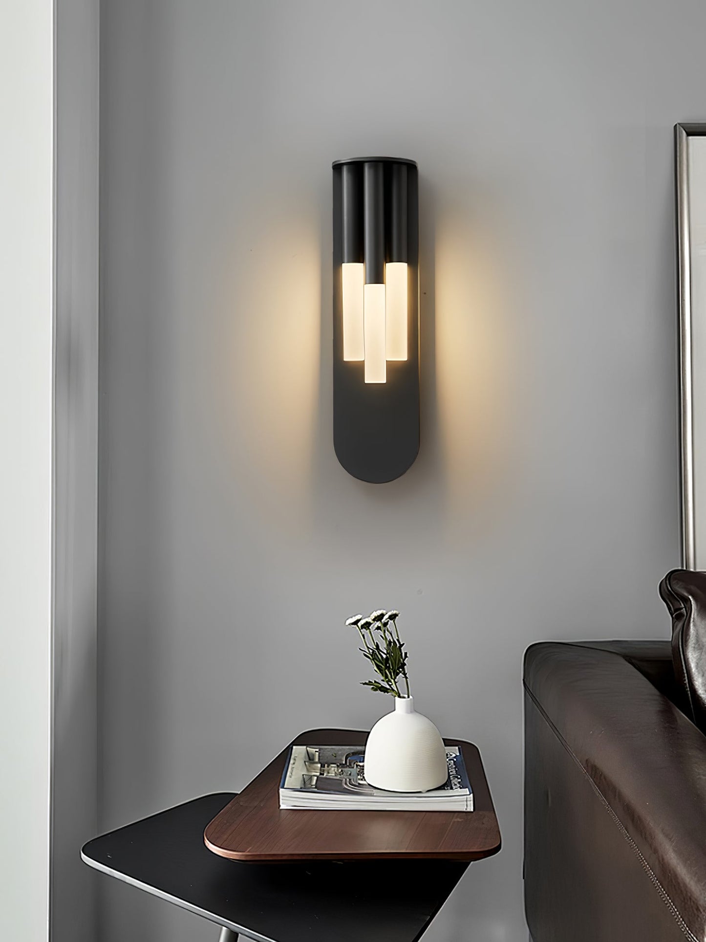 Rousseau Wall Lamp | Frosted Glass & Brass Accents | Gold or Black