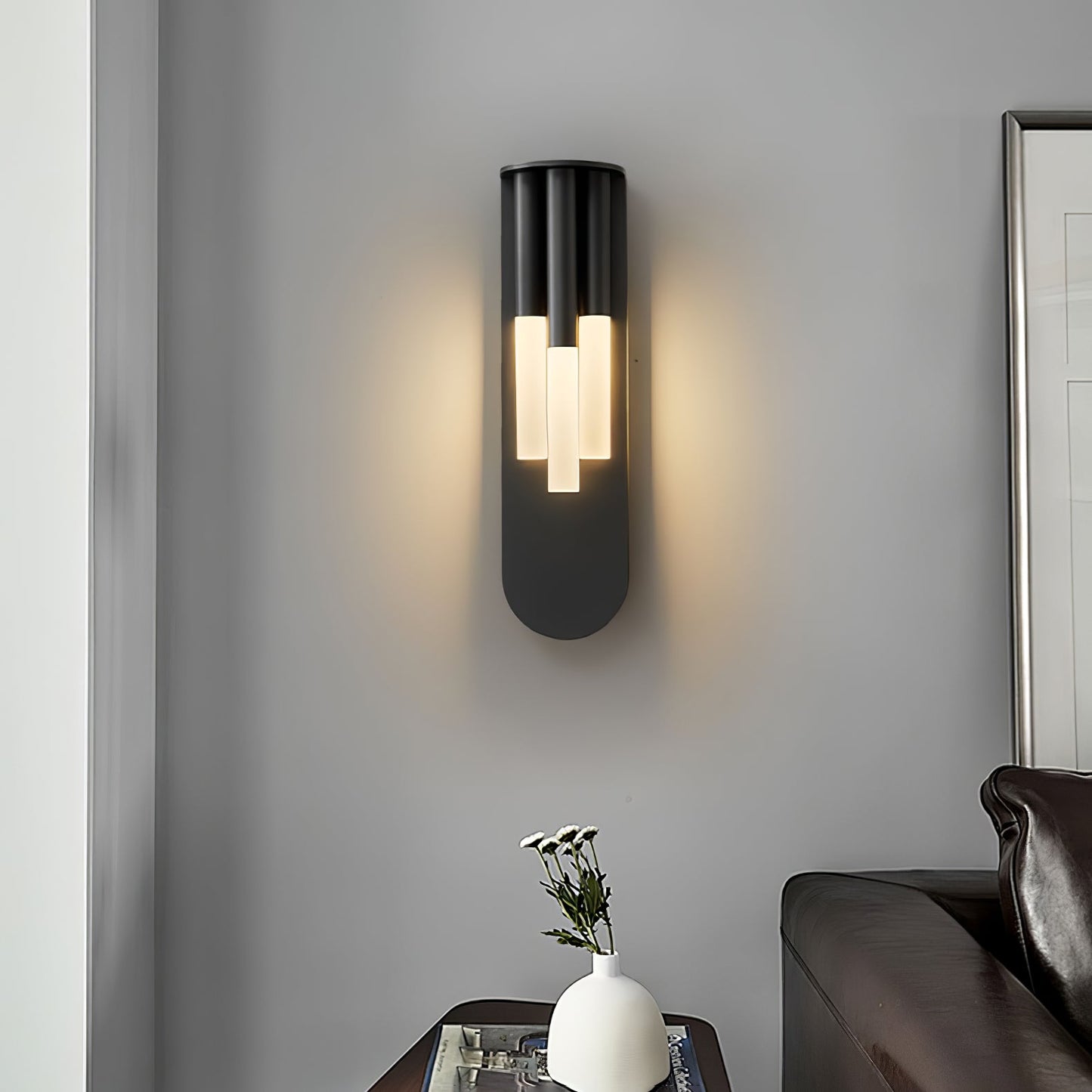 Rousseau Wall Lamp | Frosted Glass & Brass Accents | Gold or Black