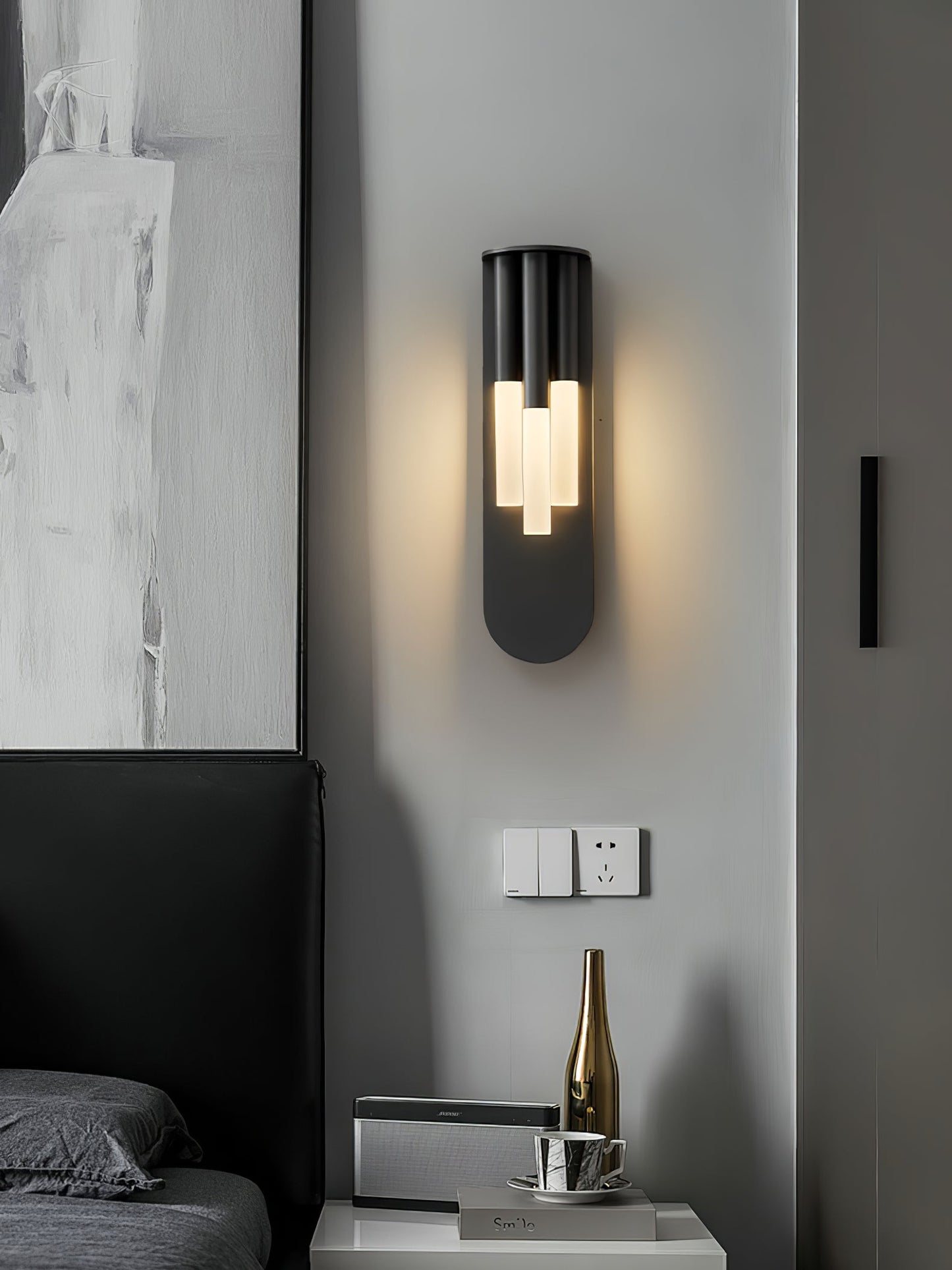 Rousseau Wall Lamp | Frosted Glass & Brass Accents | Gold or Black