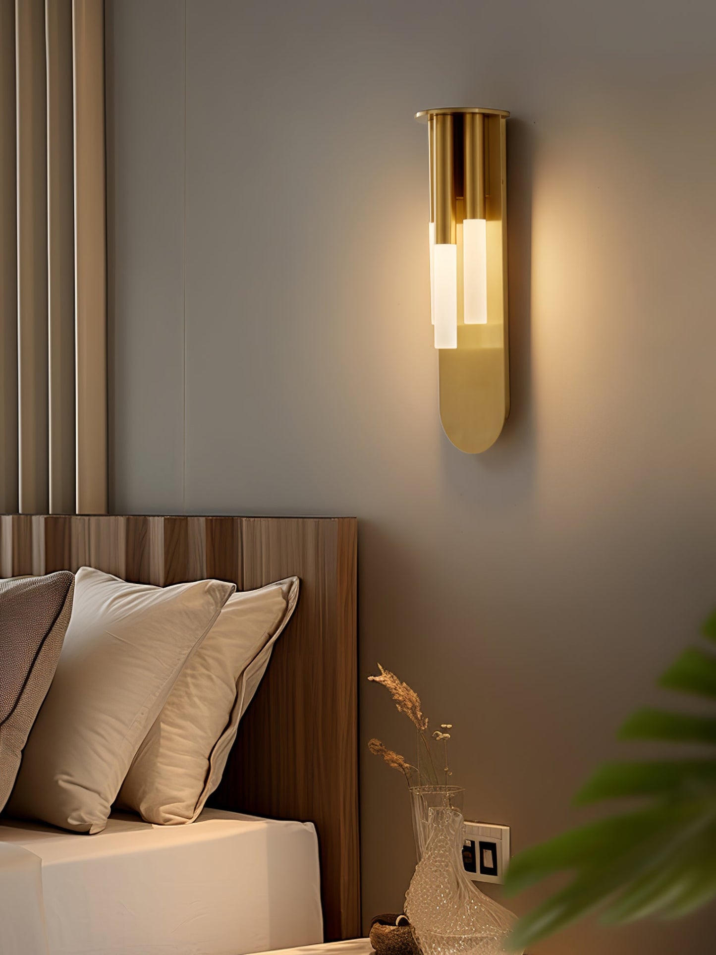 Rousseau Wall Lamp | Frosted Glass & Brass Accents | Gold or Black